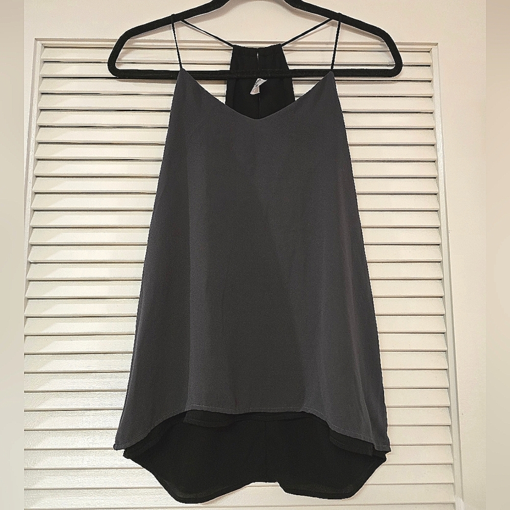 Express - Barcelona Reversible Grey & Black Flowly Sleeveless Cami Top
